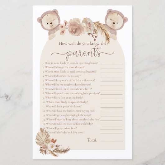 Twins Teddy Bär, der das Parents Shower Game kennt (Vorderseite)