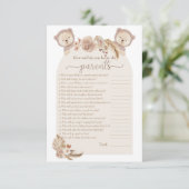 Twins Teddy Bär, der das Parents Shower Game kennt Einladung (Stehend Vorderseite)