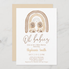 Twins Teddy Bär Rainbow Baby Einladung