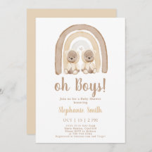 Twins Teddy Bär Rainbow Baby Einladung