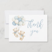 Twins Teddy Bear Baby Shower Thank You Mitteilungskarte (Vorderseite)