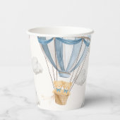 Twins Teddy Bear Blue Hot Air Balloon Pappbecher (Rückseite)