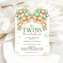 Twins Teddy Bear Green Baby Dusche