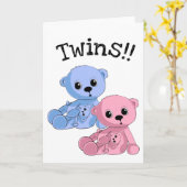 Twins Teddy Bears Personalisiert Grußkarte Karte (Gelbe Blume)