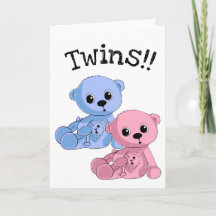 Twins Teddy Bears Personalisiert Grußkarte