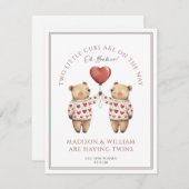 Twins Teddy Bears Winter Pregnancy Ankündigung (Vorne/Hinten)