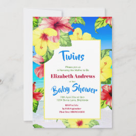 Twins Tropical Blume Beach Floral Baby Dusche Einladung