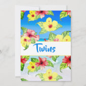 Twins Tropical Blume Beach Floral Baby Dusche Einladung (Rückseite)