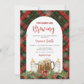 Twins Two Babies Are Brewing Baby Shower  Einladung (Vorderseite)