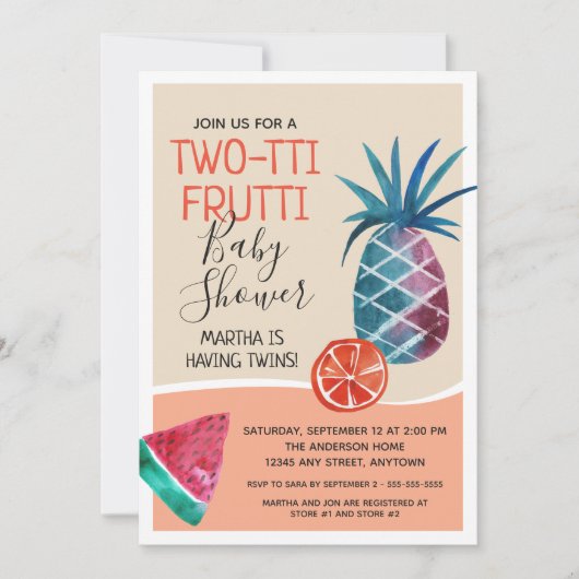 Twins Two-tti Frutti Babydusche Einladung (Vorderseite)
