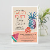 Twins Two-tti Frutti Babydusche Einladung (Stehend Vorderseite)