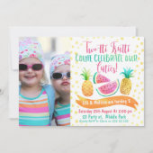 Twins Two-tti Frutti Foto 2. Geburtstag Einladung (Vorderseite)