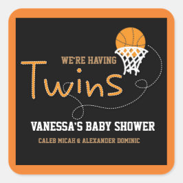 TWINS Typografie BASKETBALL Babyaufkleber Quadratischer Aufkleber
