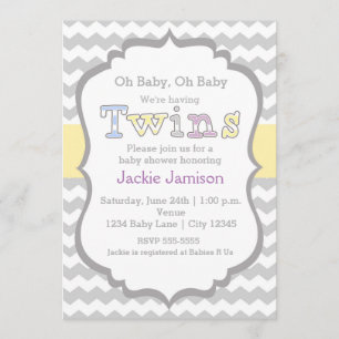 TWINS Unisex Chevron Einladung zur Babyparty