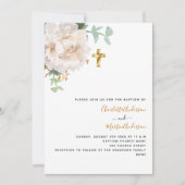 Twins weißes blühendes Foto geschlechtsneutral Tau Einladung (Vorderseite)