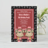 TWINS Western Cowgirl Monkey 12x18 Geburtstag Einladung (Stehend Vorderseite)