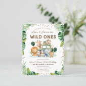 Twins Wild One 1st Birthday Budged Invitation (Stehend Vorderseite)