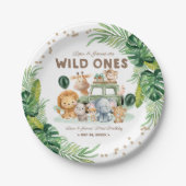 Twins Wild One 1st Birthday Safari Animals Pappteller (Vorderseite)
