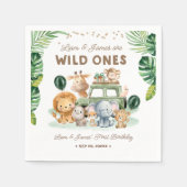 Twins Wild One 1st Birthday Safari Animals Serviette (Vorderseite)