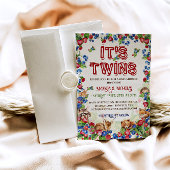 Twins Woodland Animals Rustic Baby Shower Einladung