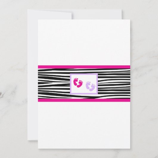 Twins Zebra Hot Pink und Lila Babydusche laden ein Einladung (Rückseite)