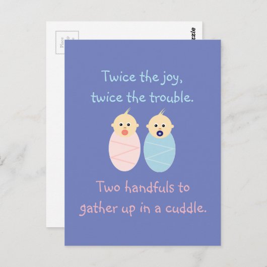 Twins = Zweimal das Joy Niedlich Gedicht Postkarte (Vorne/Hinten)