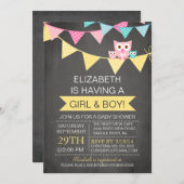 Twinschenbrettbowling TWINS MÄDCHEN Kinderdusche Einladung (Vorne/Hinten)