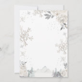 Twinter Onederland Snowflake White Floral Geburtst Einladung (Rückseite)
