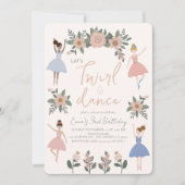 Twirl & Dance Ballerina Floral Girl Geburtstag Einladung (Vorderseite)