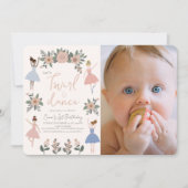 Twirl & Dance Ballerina Foto 1. Geburtstag Einladung (Vorderseite)