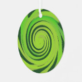 Twirl Me Green Pattern Ornament Aus Metall (Vorderseite links)