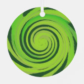 Twirl Me Green Pattern Ornament Aus Metall (Rückseite)