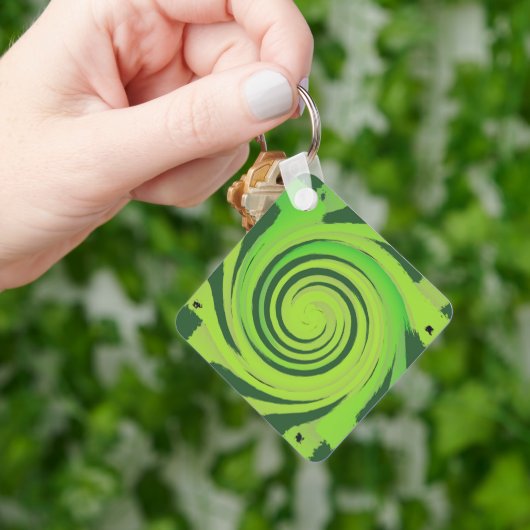 Twirl Me Green Pattern Schlüsselanhänger (Hand)
