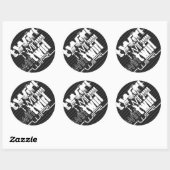 Twirl; Schwarz & Dunkelgrau Streifen Runder Aufkleber (Blatt)