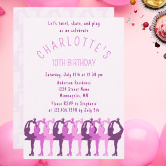 Twirl Skate Play Skater Girls Geburtstag Einladung