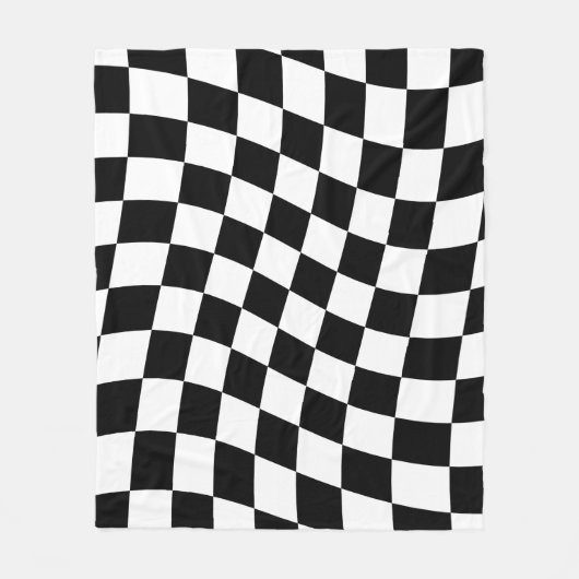 Twisted Black and White Checkered Square Pattern  Fleecedecke (Vorderseite)