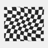 Twisted Black and White Checkered Square Pattern  Fleecedecke (Vorderseite (Horizontal))