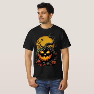 Twisted Grinning Pumpkin Halloween Design T-Shirt