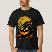 Twisted Grinning Pumpkin Halloween Design T-Shirt (Vorderseite)