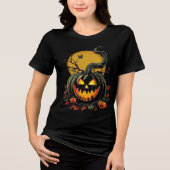 Twisted Grinning Pumpkin Halloween Design Tri-Blend Shirt (Vorderseite)