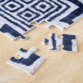 Twisted indigo kariert texturierter Hintergrund. Puzzle (Seite)