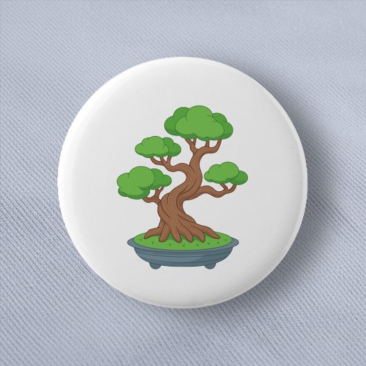 Twisted Japanese Bonsai Tree Button