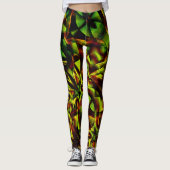 Twisted Krawatte gebrannter, grüner, breiter Bände Leggings (Vorderseite)