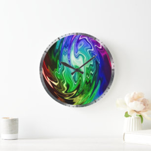 Twisted Liquid Multicolors Open Große Wanduhr