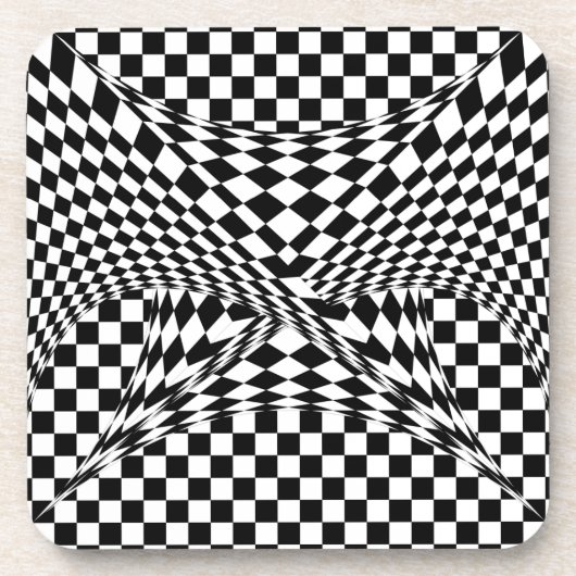 Twisted Schachbretts von Kenneth Yoncich Getränkeuntersetzer (Vorderseite)