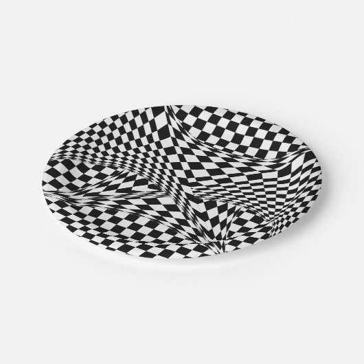 Twisted Schachbretts von Kenneth Yoncich Pappteller (Schrägansicht)