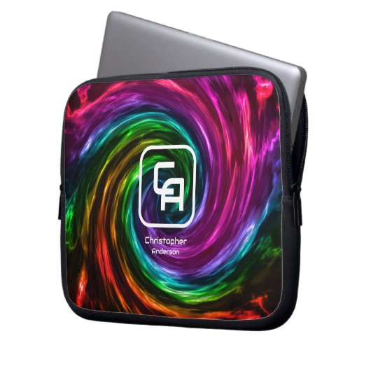 Twisted Smoke Multicolors Electronics Bag Laptopschutzhülle (Vorderseite Links)