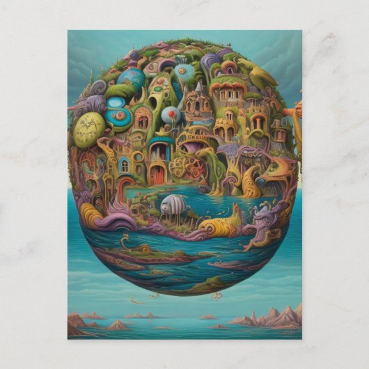 Twisted Town Oceanic Lowbrow Pop Surrealismus Postkarte (Vorderseite)