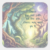 Twisted Tree & Quote Quadratischer Aufkleber (Vorderseite)