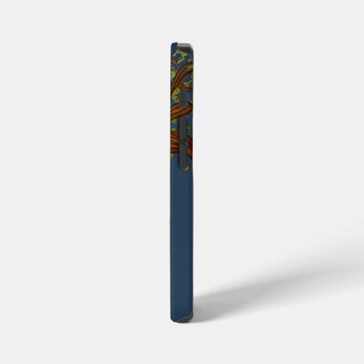 Twisted Tree with Blue background iPhone Hülle (Linke Seite)